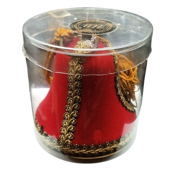 Vintage Reuge Swiss Musical Christmas Bell Ornament Nativity Scene Red & Gold - Picture 2 of 5